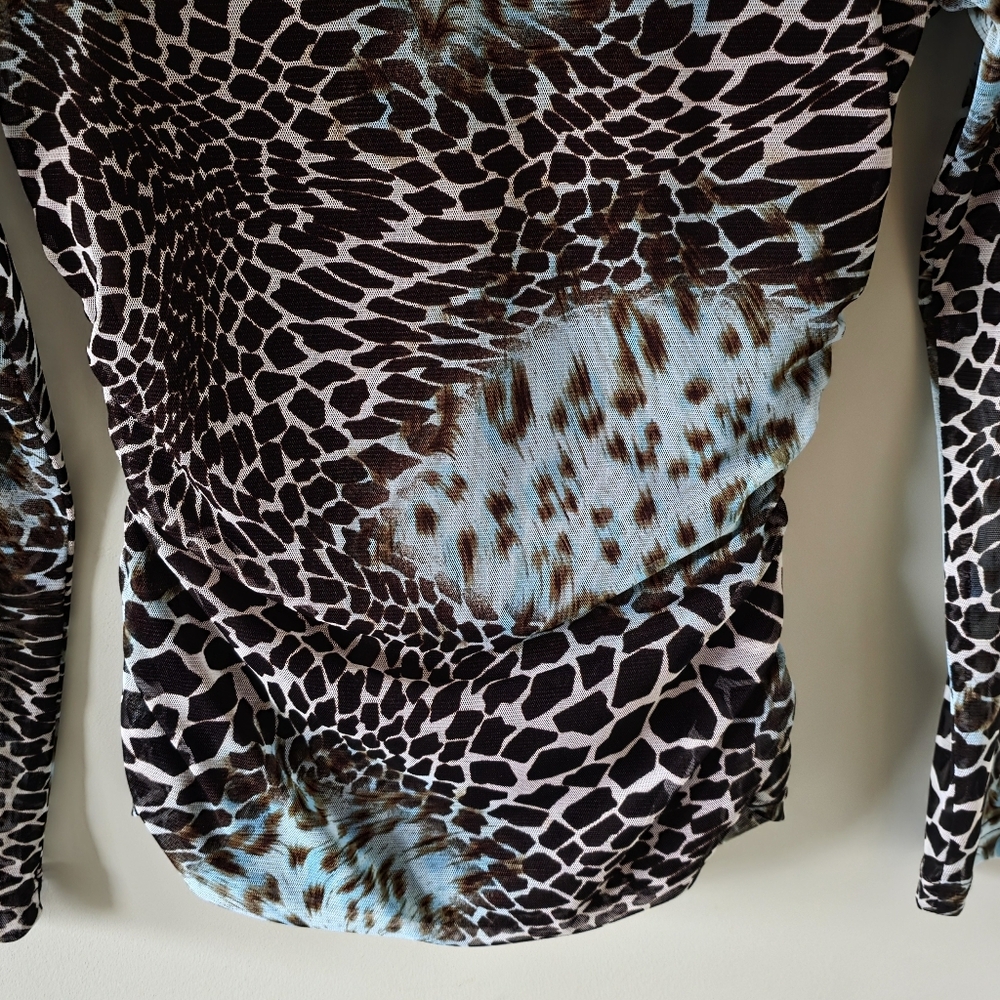 Joseph Ribkoff Leopard Print Top - Brown and Blue - Picture 11 of 12